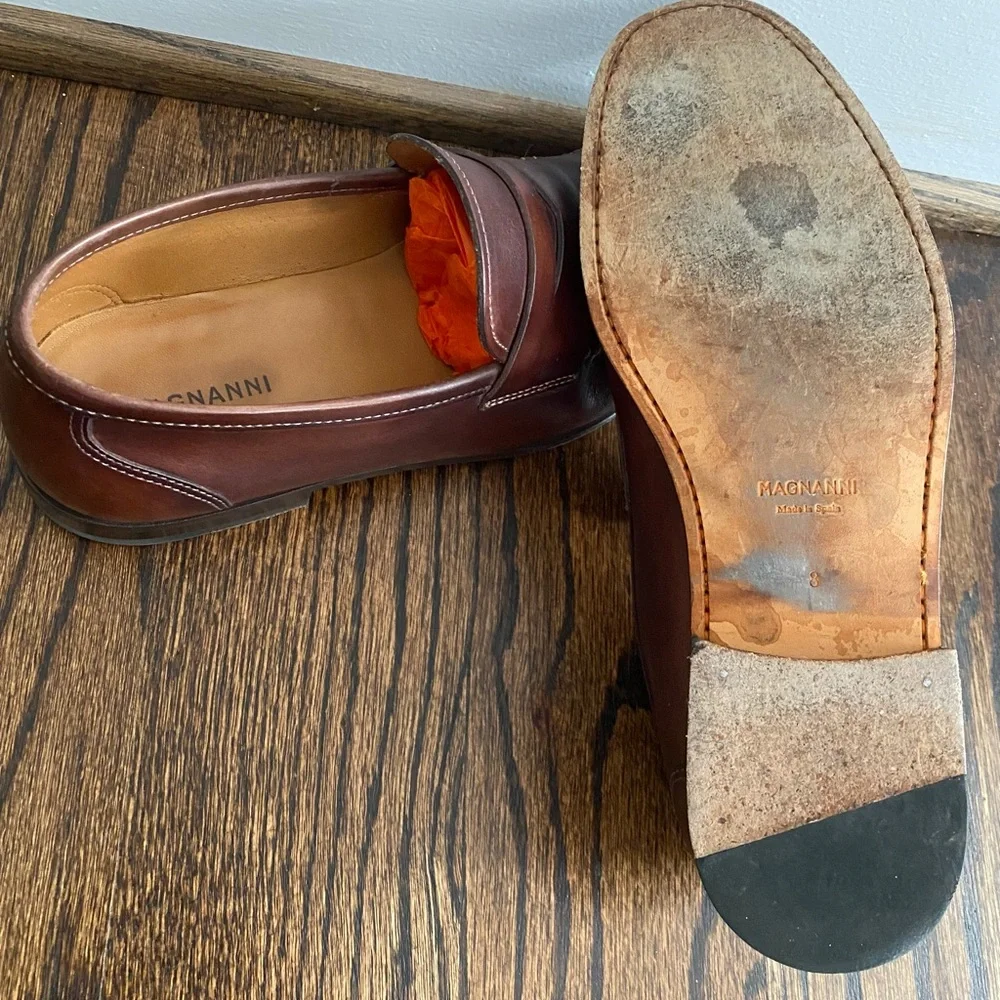 Magnanni Brown Leather Penny Loafers